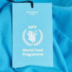 Pre Owned Balenciaga Blue WFP Printed Cotton Knit T-Shirt L