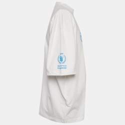 Pre Owned Balenciaga White WFP Printed Cotton Knit T-Shirt L