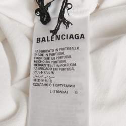 Pre Owned Balenciaga White WFP Printed Cotton Knit T-Shirt L