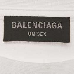 Pre Owned Balenciaga White WFP Printed Cotton Knit T-Shirt L