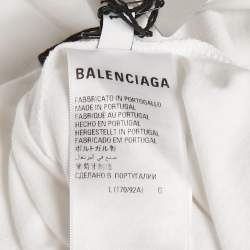 Pre Owned Balenciaga White WFP Printed Cotton Knit T-Shirt L