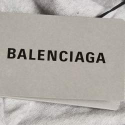 Pre Owned تي شيرت بالنسياغا رمادي مطرز بشعار قطن بنمط واسع مقاس صغير