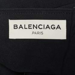 مملوكة مسبقًا بنطال بقصة عادية خليط صوف باللون الأسود بالنسياغا مقاس كبير