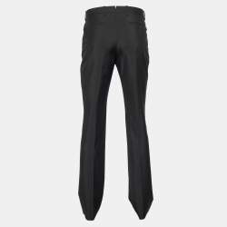 مملوكة مسبقًا بنطال بقصة عادية خليط صوف باللون الأسود بالنسياغا مقاس كبير