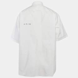 Pre Owned قميص بالنسياغا أبيض مطبوع بالشعار قطن واسع مقاس متوسط