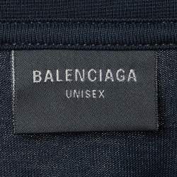 مملوكة مسبقًا Balenciaga Midnight Blue Nano BB Logo Cotton Unisex Crew Neck T-Shirt S