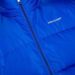 Pre Owned Balenciaga Bright Blue Synthetic Puffer Jacket S 