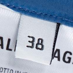 Pre Owned قميص بالنسياغا قطن أزرق واسع بالشعار مقاس صغير - سمول