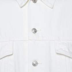 Pre Owned Balenciaga White Denim Logo Embroidered Trucker Jacket M