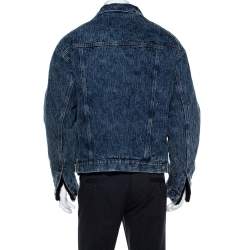 Pre Owned Balenciaga Blue Denim Faux Shearling Lined Oversized Jacket S