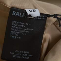 Balenciaga Beige Synthetic Logo Print Oversized Rain Jacket M