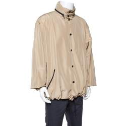 Balenciaga Beige Synthetic Logo Print Oversized Rain Jacket M