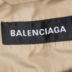 Balenciaga Beige Synthetic Logo Print Oversized Rain Jacket M
