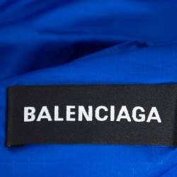 Balenciaga Blue Synthetic Logo Embroidered Oversized Wind Breaker Hoodie XS