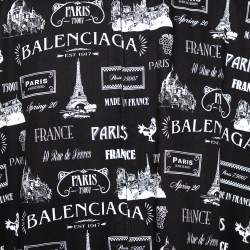 Pre Owned Balenciaga Black Cotton Graphic Logo Printed Jacket M