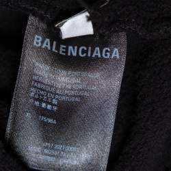 Pre Owned Balenciaga Monochrome Paint-Splattered Cotton Cropped Hoodie XL
