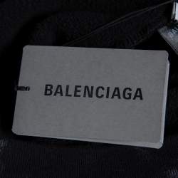 Pre Owned Balenciaga Monochrome Paint-Splattered Cotton Cropped Hoodie XL