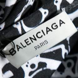 Balenciaga Monochrome Abstract Printed Cotton Knit Crewneck T-Shirt XS