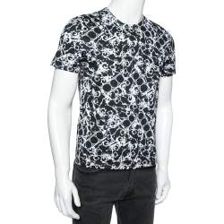 Balenciaga Monochrome Abstract Printed Cotton Knit Crewneck T-Shirt XS