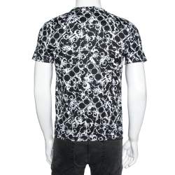 Balenciaga Monochrome Abstract Printed Cotton Knit Crewneck T-Shirt XS