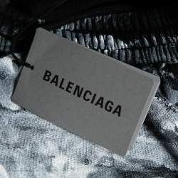Pre Owned Balenciaga Black Paint Splatter Print Cotton Straight Leg Sweatpants M