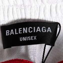 Balenciaga White Printed Logo Printed Stretch Knit Shorts XS