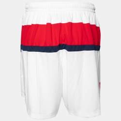 Balenciaga White Printed Logo Printed Stretch Knit Shorts XS