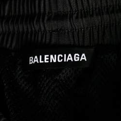Balenciaga Black Synthetic Logo Embroidered Running Shorts M