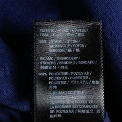 Pre Owned Balenciaga Blue Cotton Logo Embroidered Crew Neck T-Shirt S