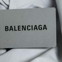 Pre Owned Balenciaga Light Grey Cotton Logo Embroidered Short Sleeve T-Shirt XL