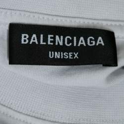 Pre Owned Balenciaga Light Grey Cotton Logo Embroidered Short Sleeve T-Shirt XL
