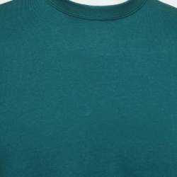 Pre Owned Balenciaga Green Logo Print Cotton Crew Neck T-Shirt M