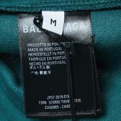 Pre Owned Balenciaga Green Logo Print Cotton Crew Neck T-Shirt M