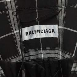 Pre Owned Balenciaga Black/White Checked Lyocell Blend Padded Shirt S