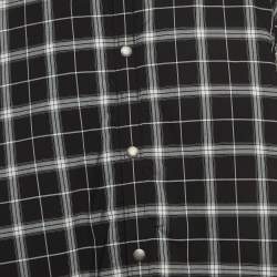 Pre Owned Balenciaga Black/White Checked Lyocell Blend Padded Shirt S