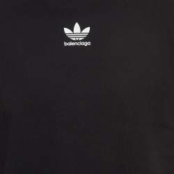 مملوكة مسبقًا Balenciaga X Adidas Black Cotton 3-Stripes Oversized T-Shirt M