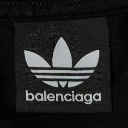 مملوكة مسبقًا Balenciaga X Adidas Black Cotton 3-Stripes Oversized T-Shirt M