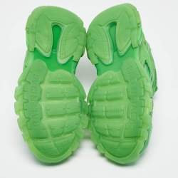 Pre Owned Balenciaga Green Faux Leather and Mesh Track 2 Sneakers Size 44