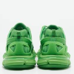 Pre Owned Balenciaga Green Faux Leather and Mesh Track 2 Sneakers Size 44