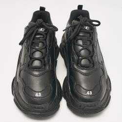 Balenciaga Black Leather Triple S Lace Up Sneakers Size 43