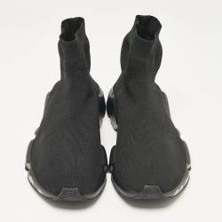 Balenciaga Black Knit Fabric Graffiti Speed Trainer Sneakers Size 44