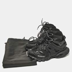 Pre Owned Balenciaga Black Mesh and Faux Leather Track Hike High Top Sneakers Size 41
