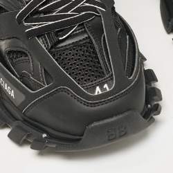 Pre Owned Balenciaga Black Mesh and Faux Leather Track Hike High Top Sneakers Size 41