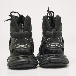 Pre Owned Balenciaga Black Mesh and Faux Leather Track Hike High Top Sneakers Size 41