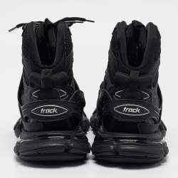 Pre Owned Balenciaga Black Mesh and Faux Leather Track Hike High Top Sneakers Size 43