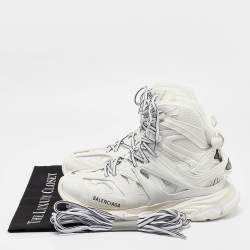 Balenciaga White Mesh and Faux Leather Track Hike High Top Sneakers Size 41