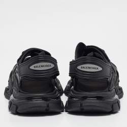 Balenciaga Black Rubber and Faux Leather Track Sandals Size 44