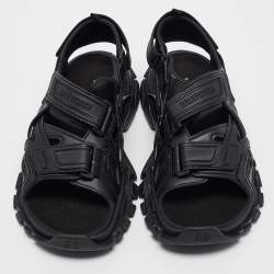 Balenciaga Black Rubber and Faux Leather Track Sandals Size 44