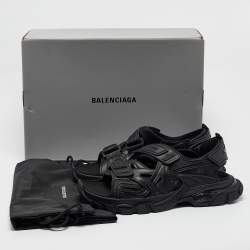 Balenciaga Black Rubber and Faux Leather Track Sandals Size 44