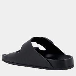  Balenciaga Black Leather Sunday Slide Sandals  EU 44